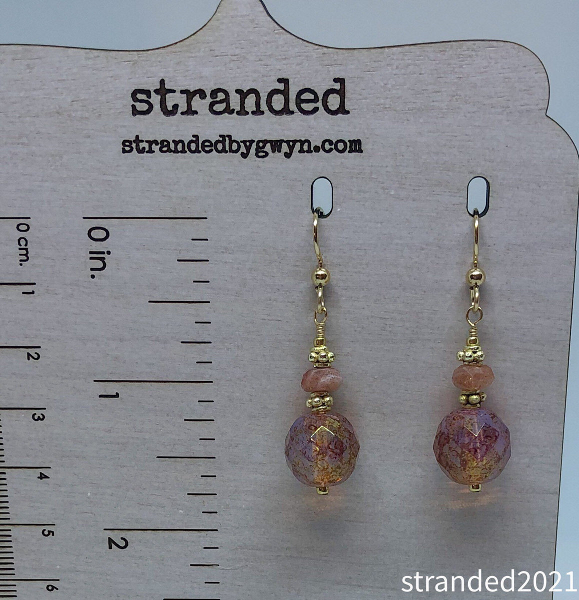 Sunstone and Czech Glass Earrings