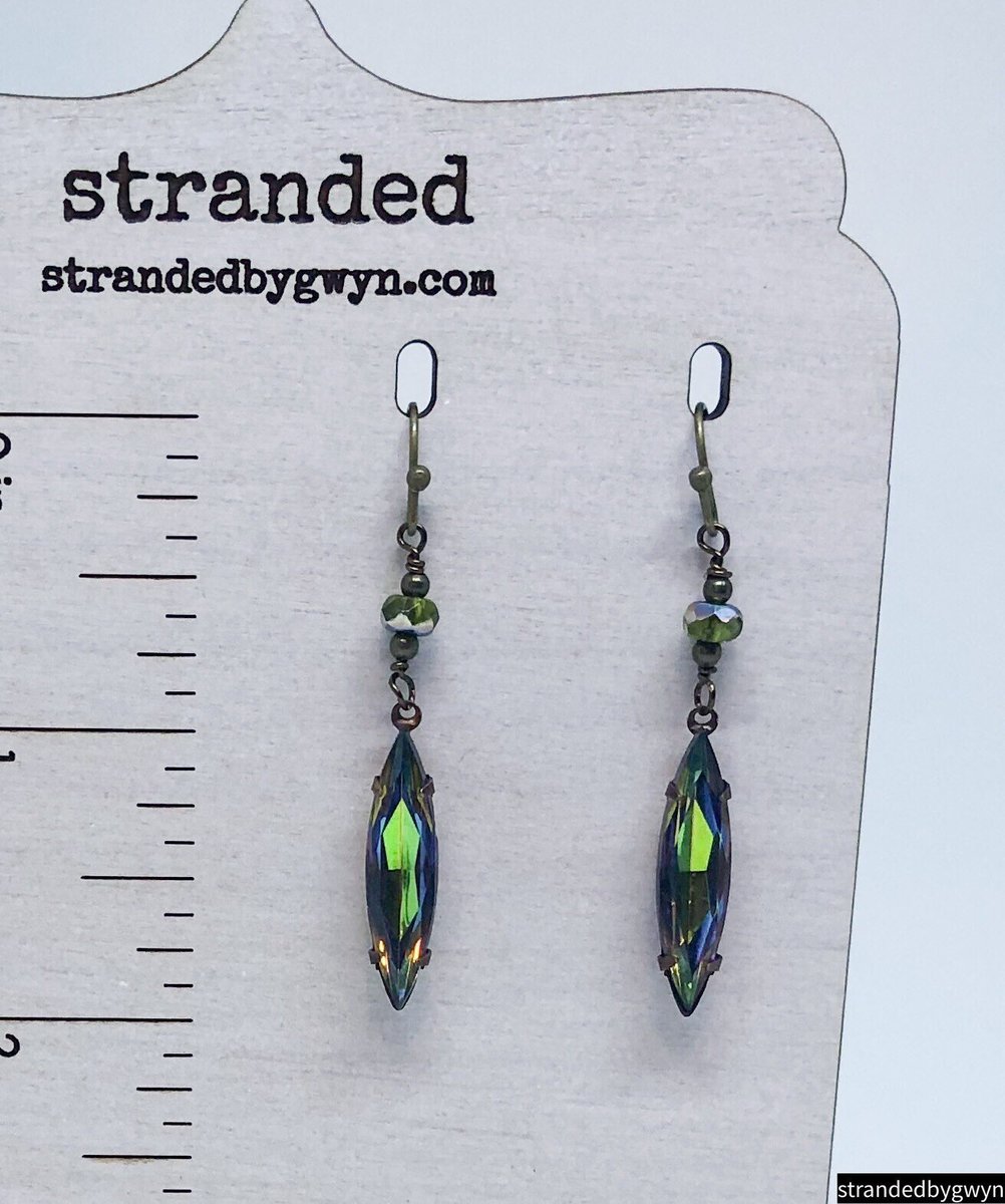 Green Vintage Glass Earrings