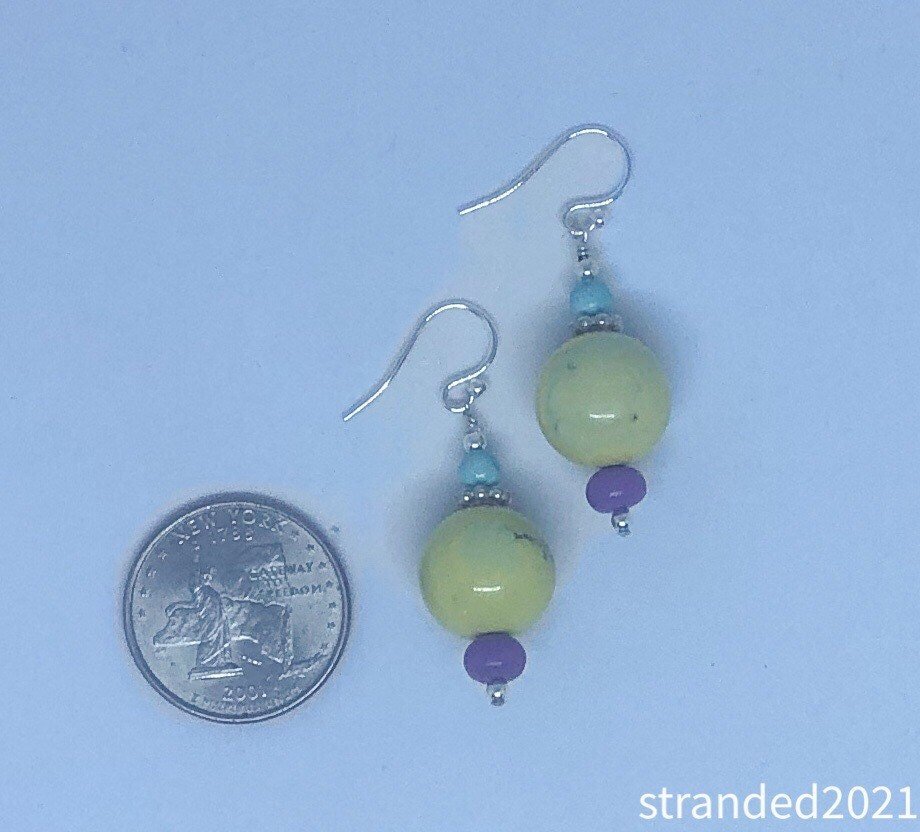 Yellow and Blue Howlite Earrings