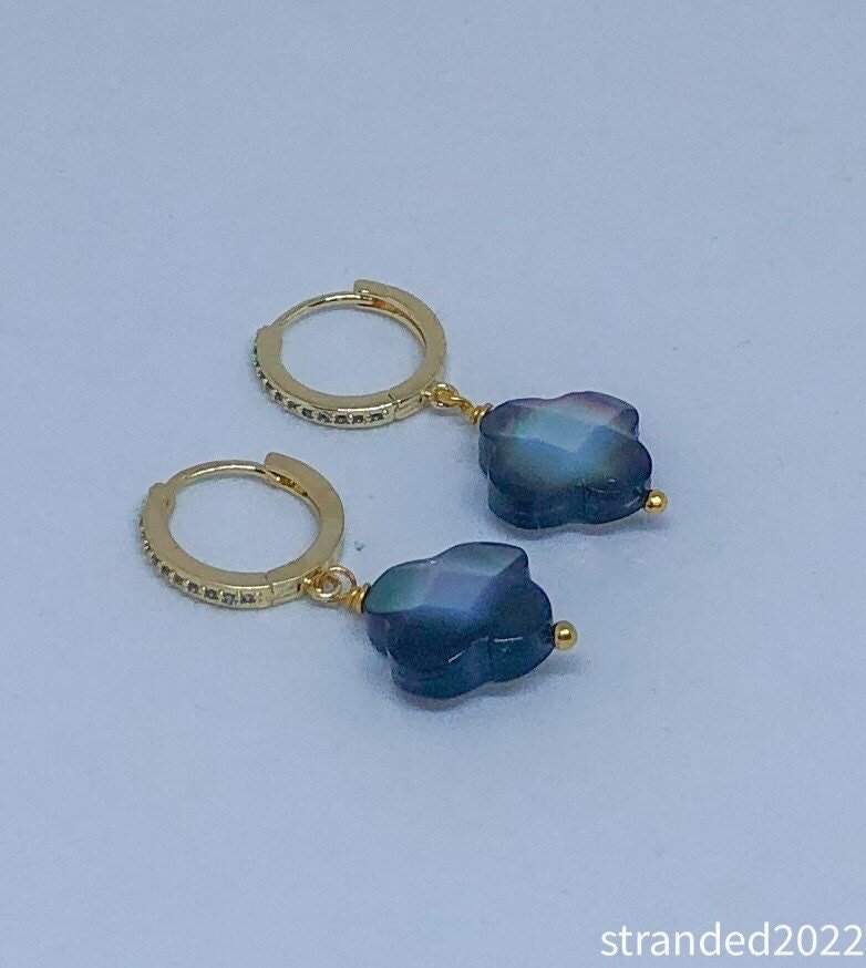 Abalone Drop Huggie Earrings