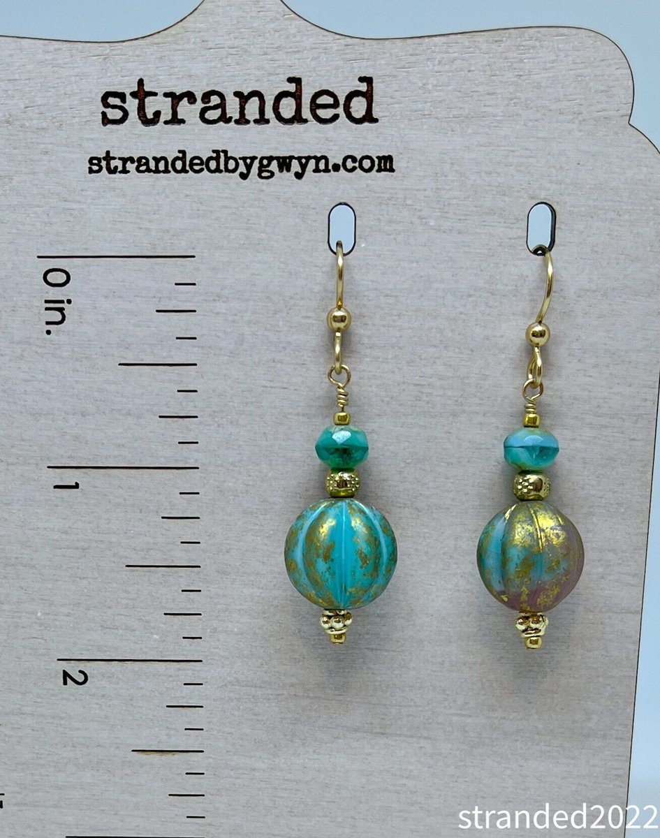 Melon-cut Czech Glass Bead Earrings