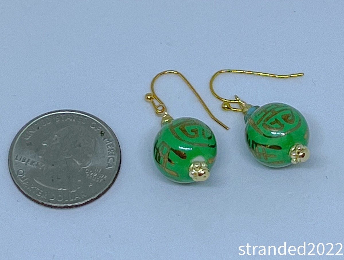 Green Chinoiserie Earrings