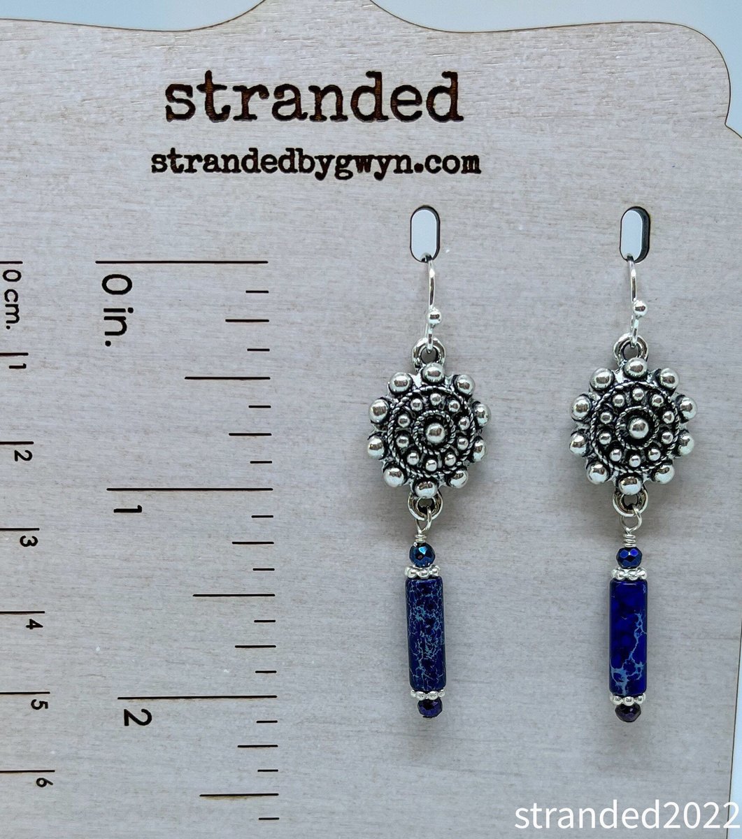 Jasper, Spinel and Sterling Earrings