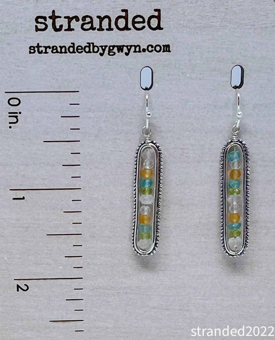 Multi-Gem Silver Earrings