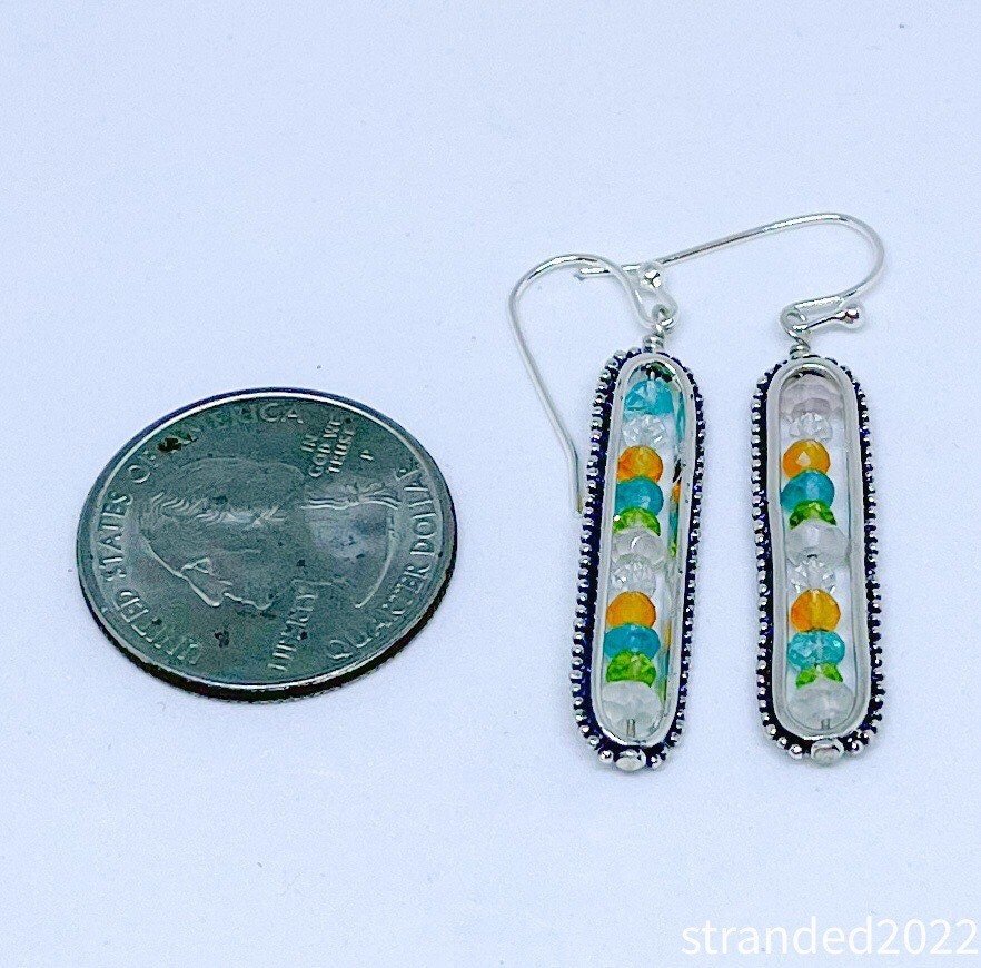 Multi-Gem Silver Earrings