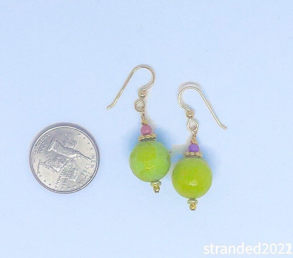 Green Dyed Jade and Rhodonite Earrings