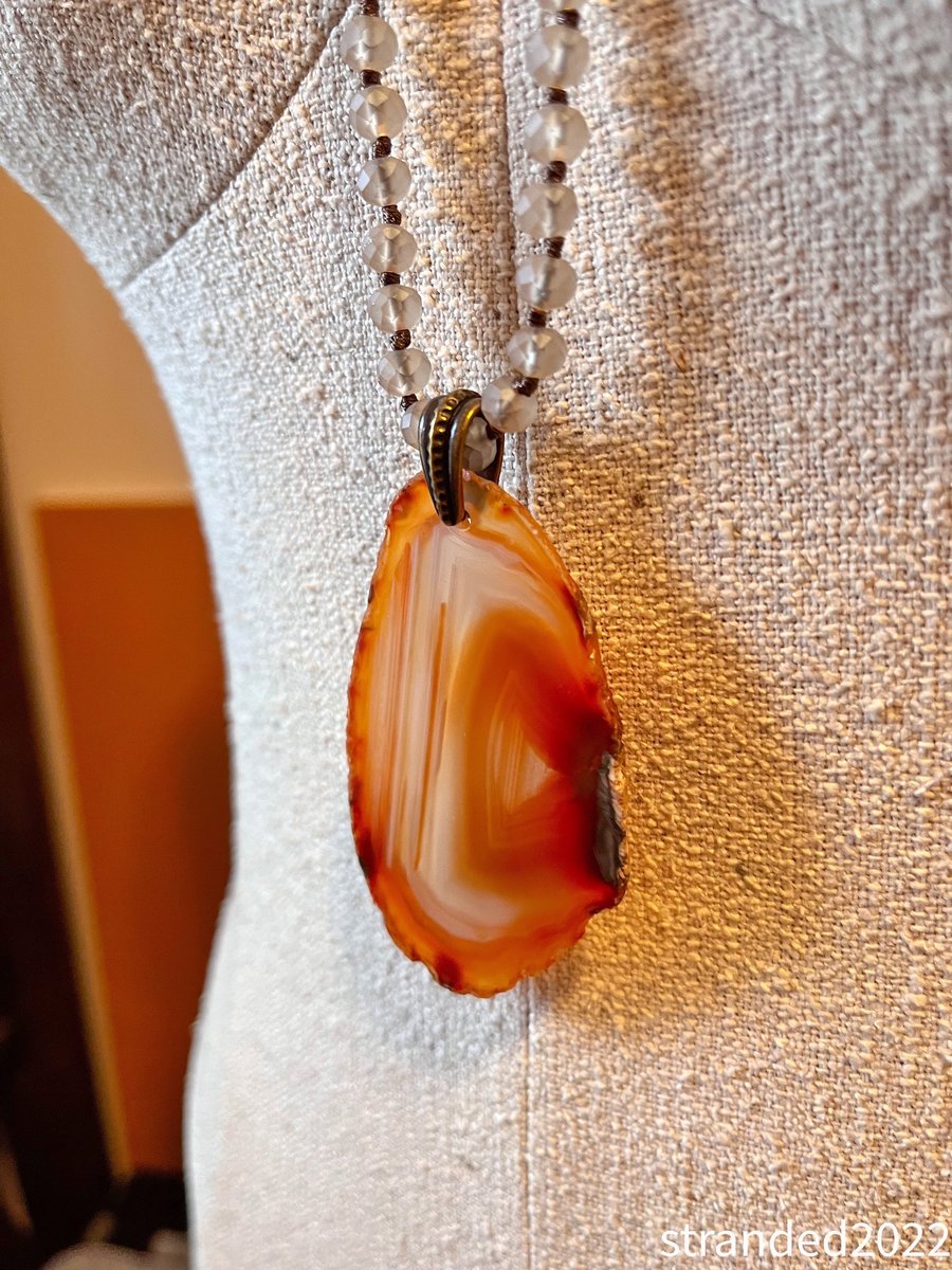 Agate Slice and Mixed Bead Necklace