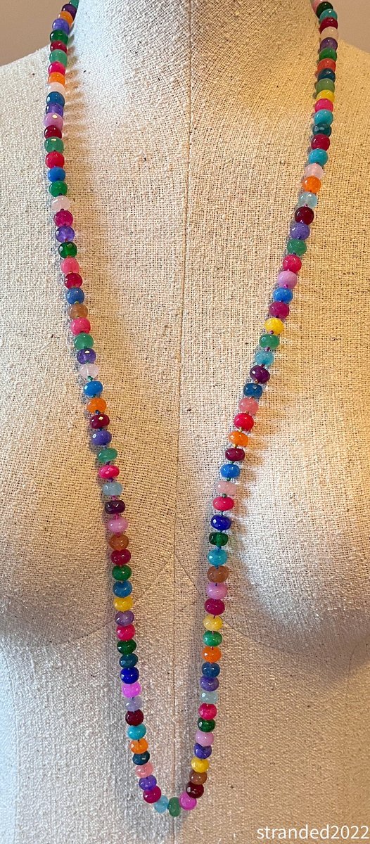 Long Hand-Knotted Dyed Jade Necklace