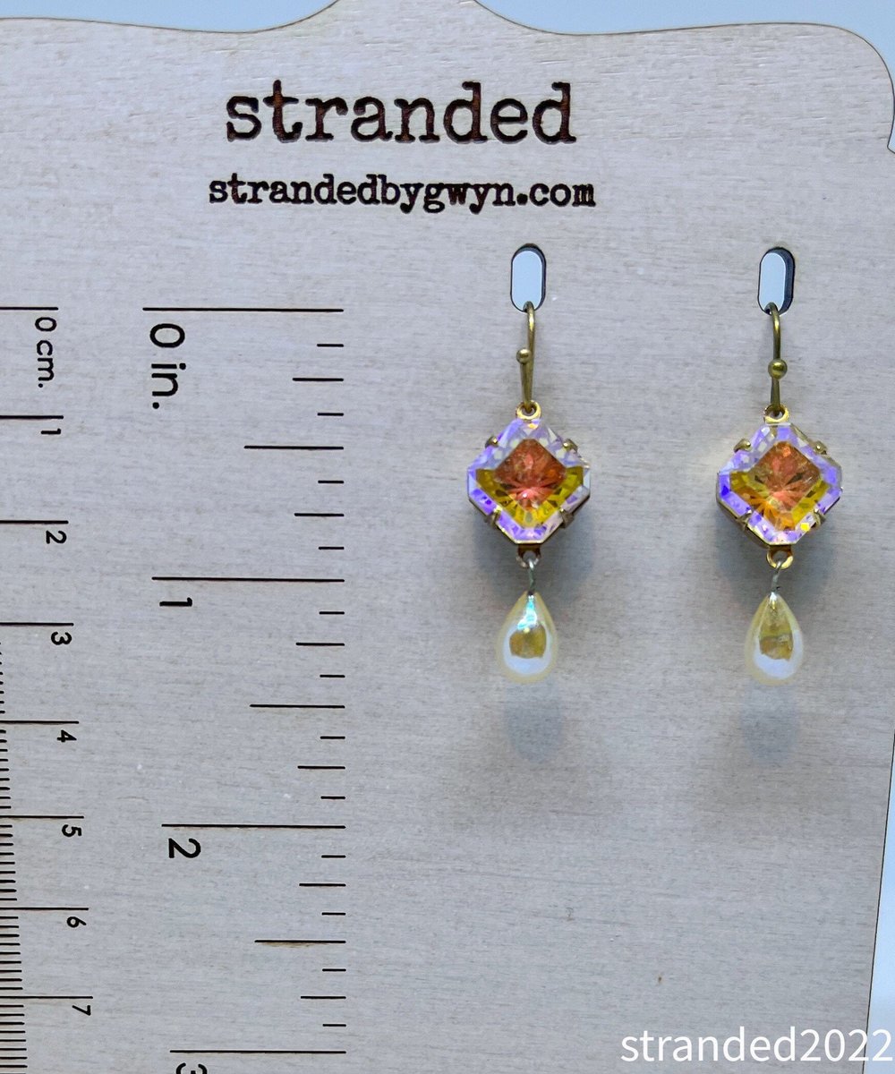 Etched Crystal and Vintage Pearl Earrings