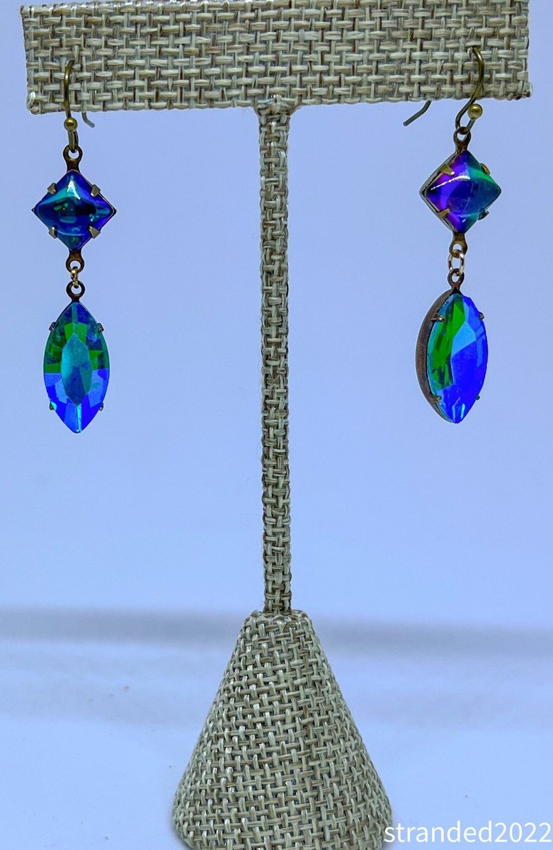 Glacier Blue and Vitrail Crystal Drop Earrings