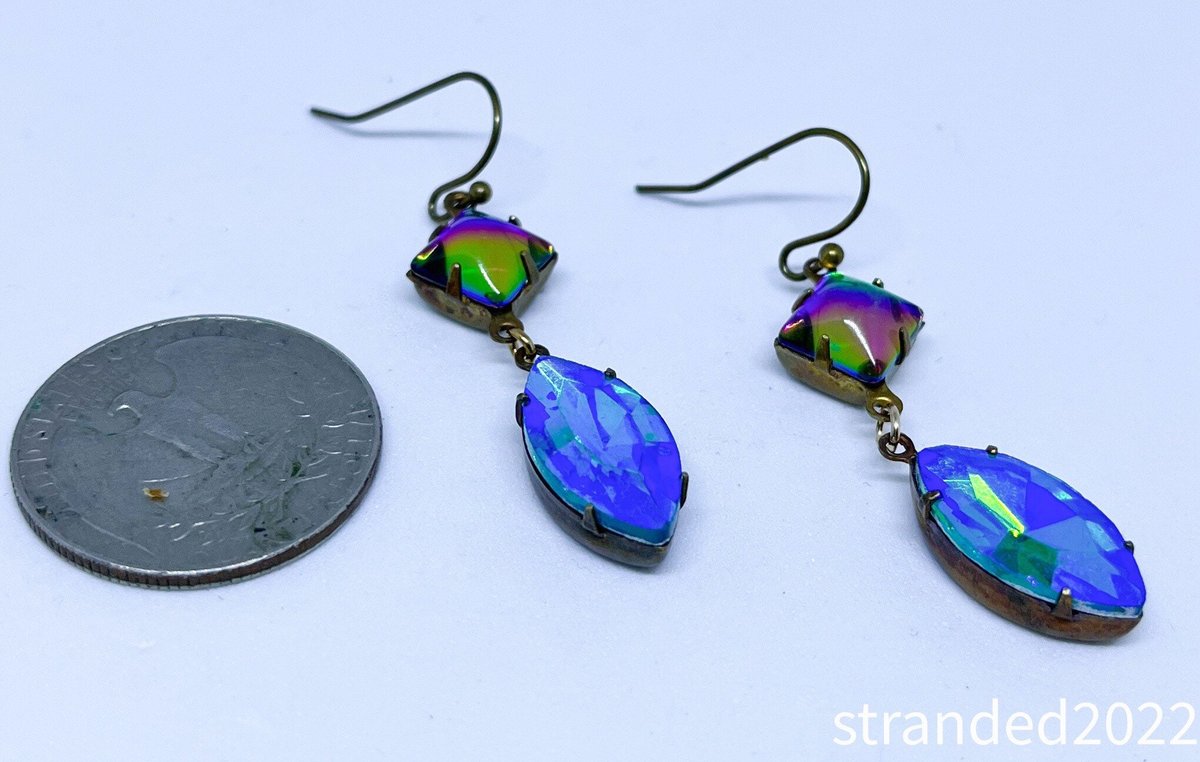 Glacier Blue and Vitrail Crystal Drop Earrings