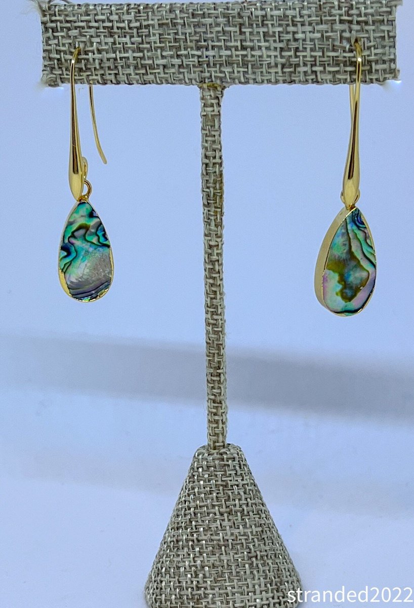 Elongated Abalone Drop Earrings