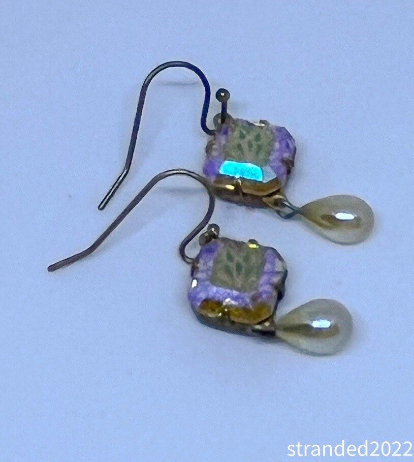 Etched Crystal and Vintage Pearl Earrings