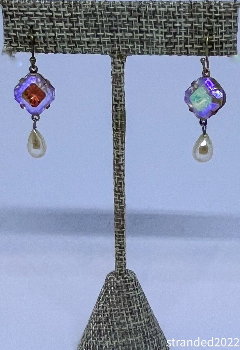 Etched Crystal and Vintage Pearl Earrings