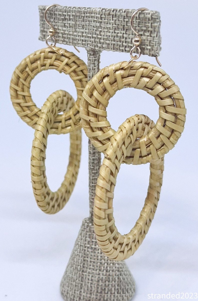 Double Hoop Rattan Earrings