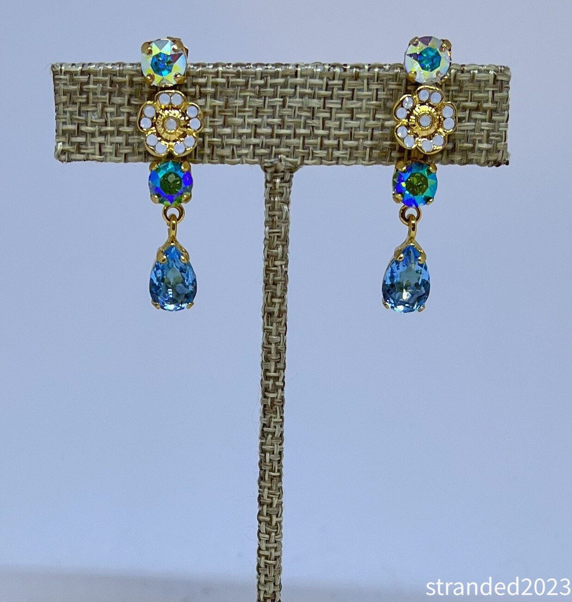 Hand-Set Crystal Daisy Drop Earrings