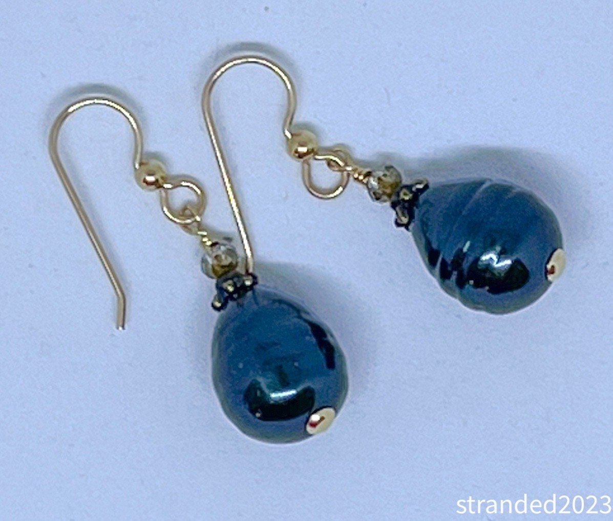 Dark Peacock Shell Pearl Earrings