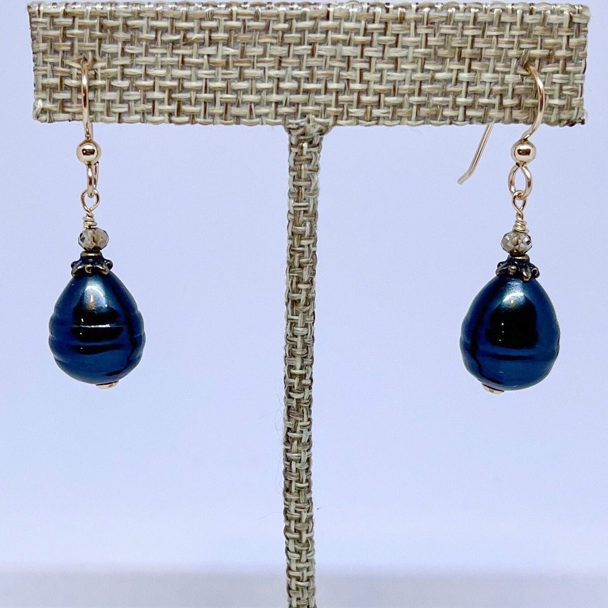 Dark Peacock Shell Pearl Earrings
