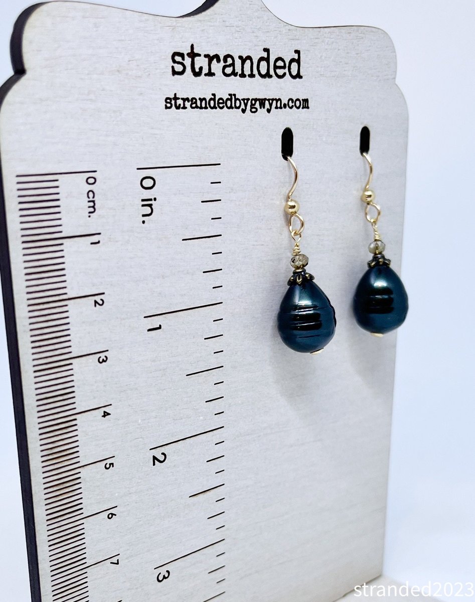 Dark Peacock Shell Pearl Earrings
