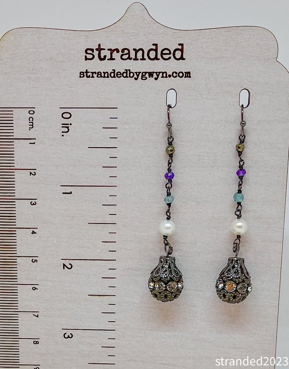 Baroque Gem and Gunmetal Earrings