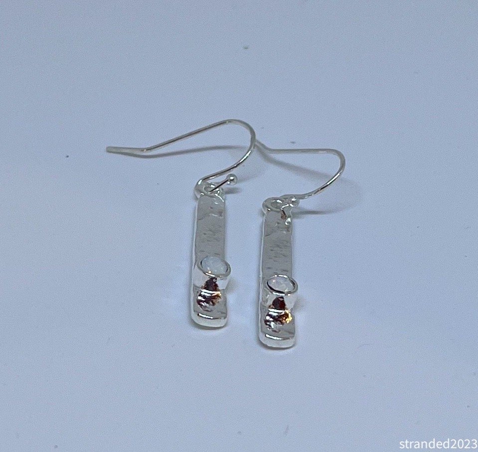 Crystal and Sterling Silver Stick Earrings