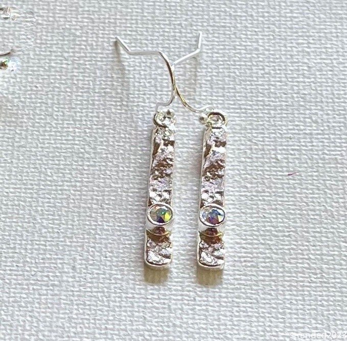 Crystal and Sterling Silver Stick Earrings