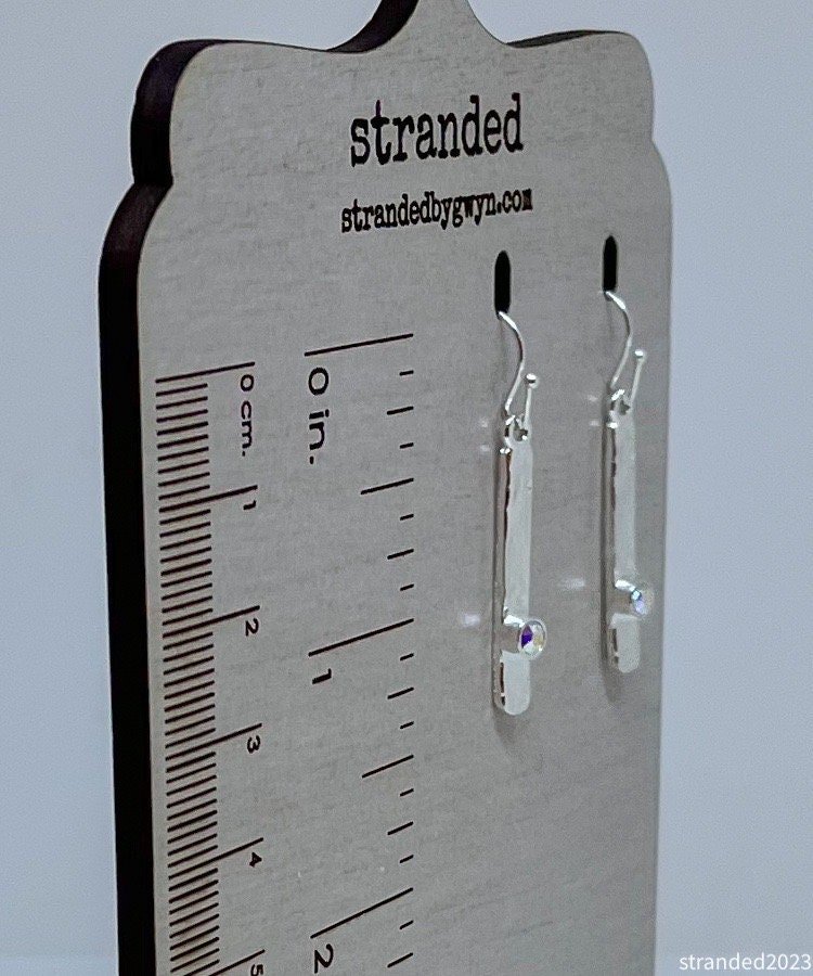 Crystal and Sterling Silver Stick Earrings
