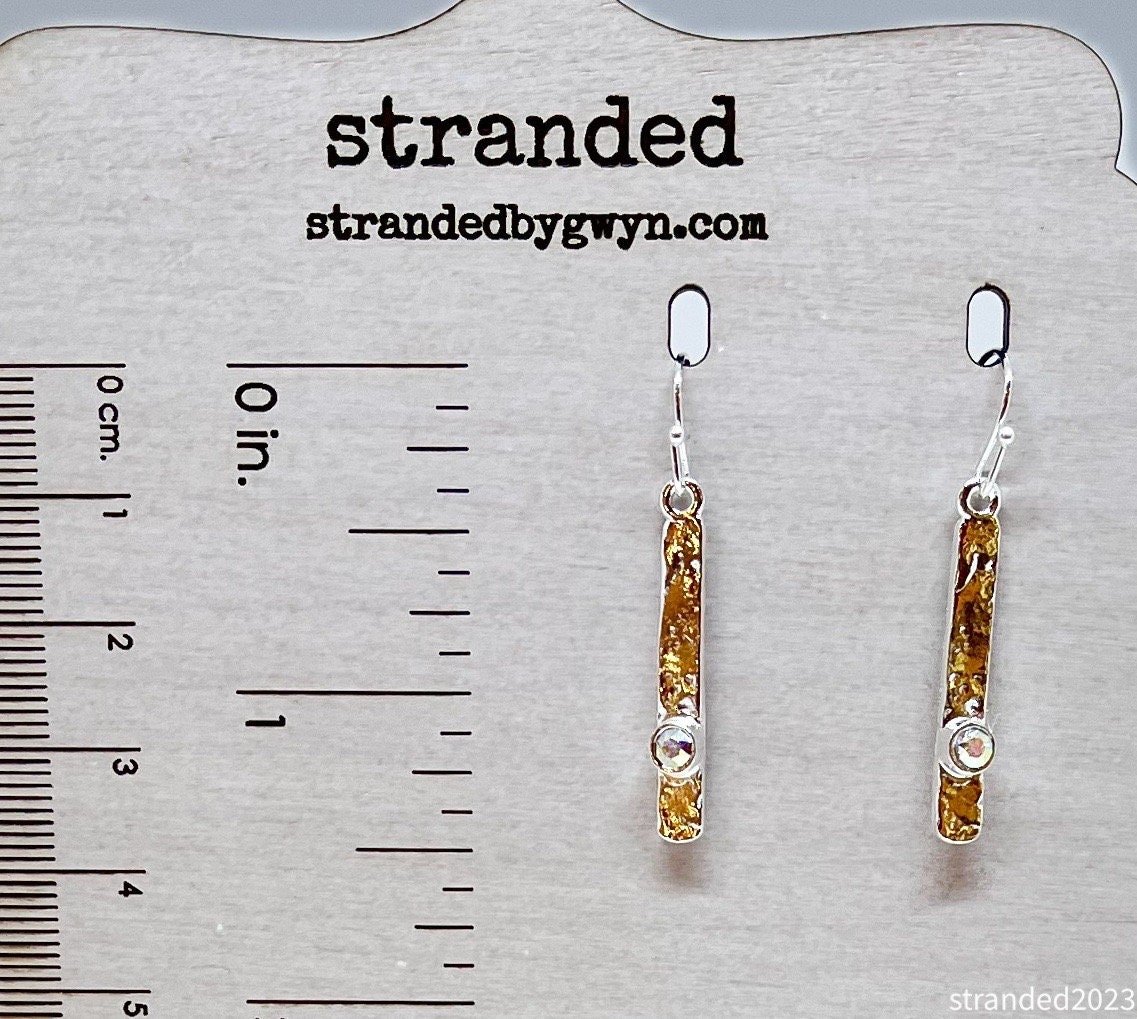 Crystal and Sterling Silver Stick Earrings