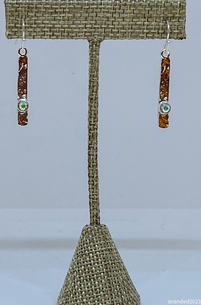 Crystal and Sterling Silver Stick Earrings