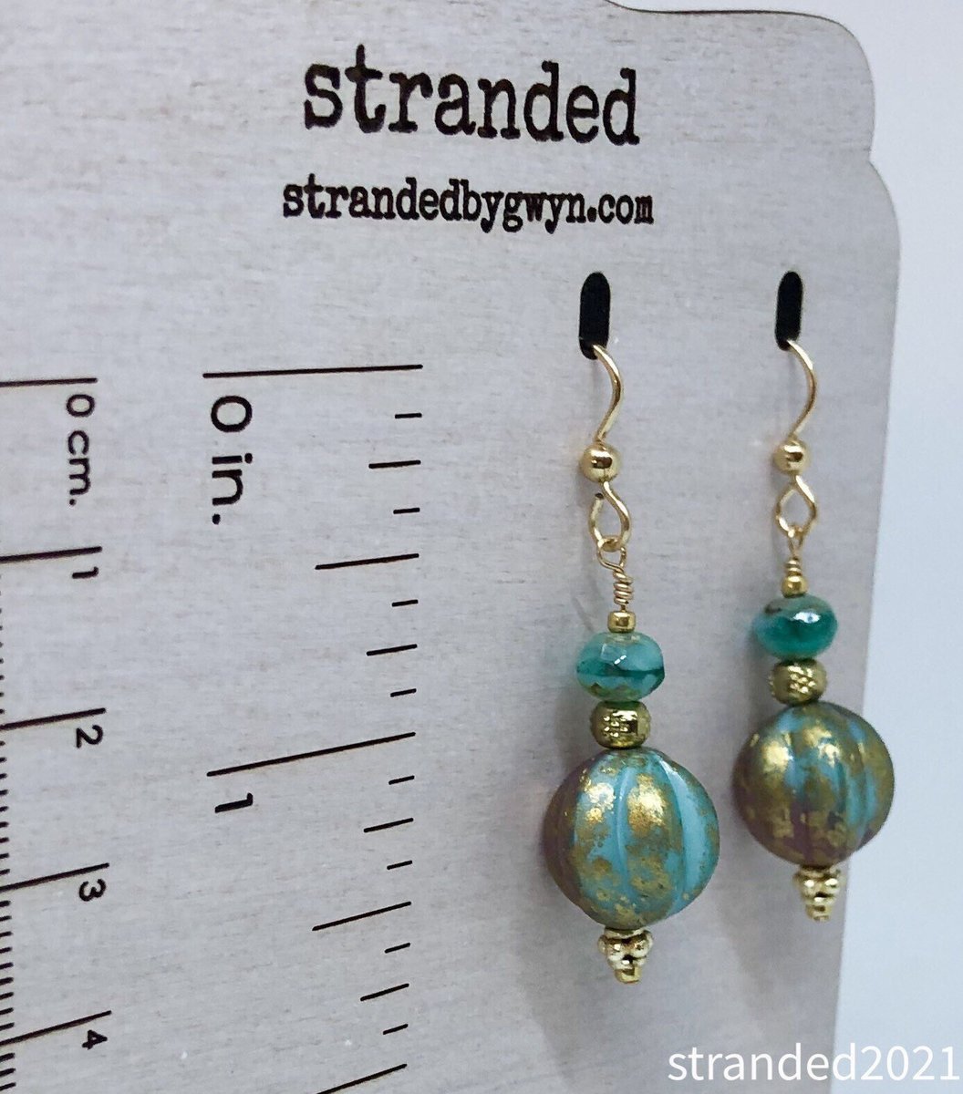Melon-cut Czech Glass Bead Earrings