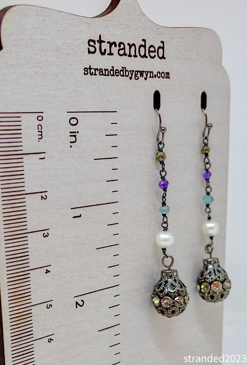 Baroque Gem and Gunmetal Earrings