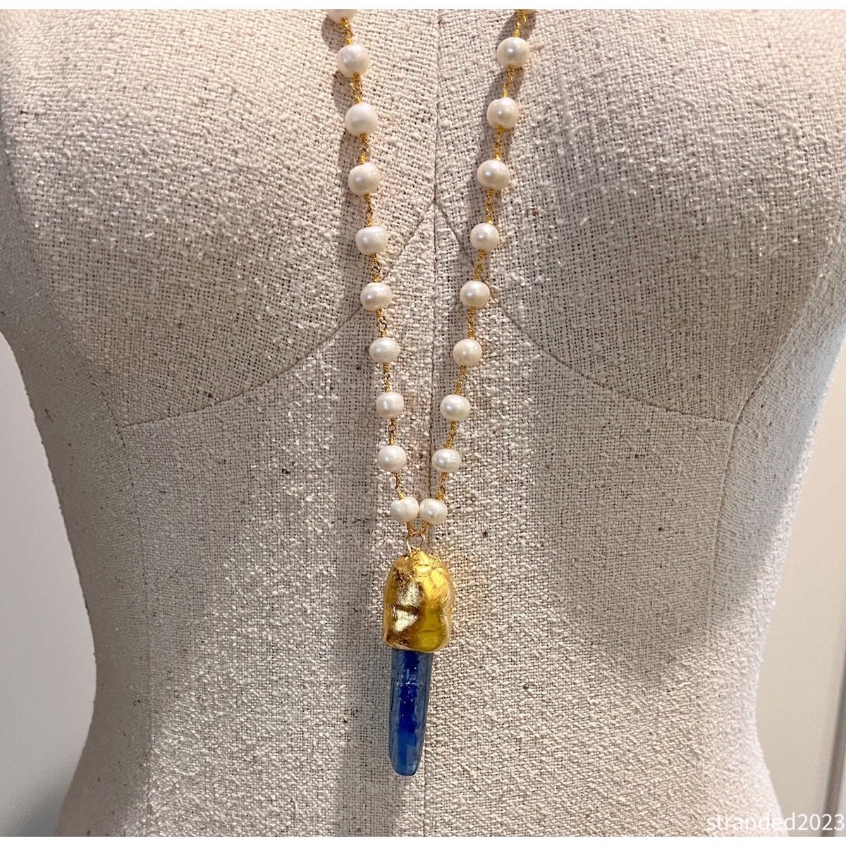 Kyanite Spike and Freshwater Pearl Necklace