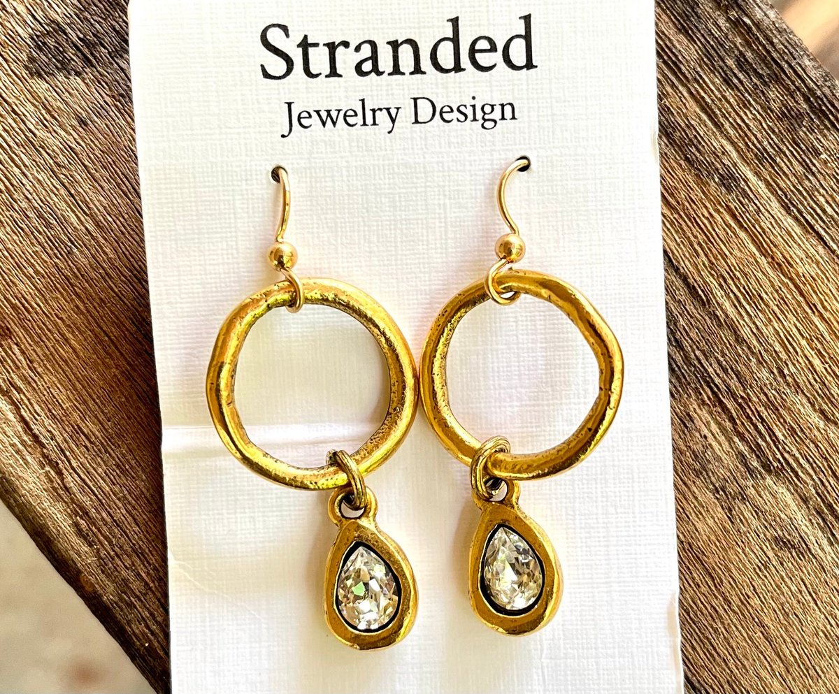 Hammered Hoop Drop Earrings