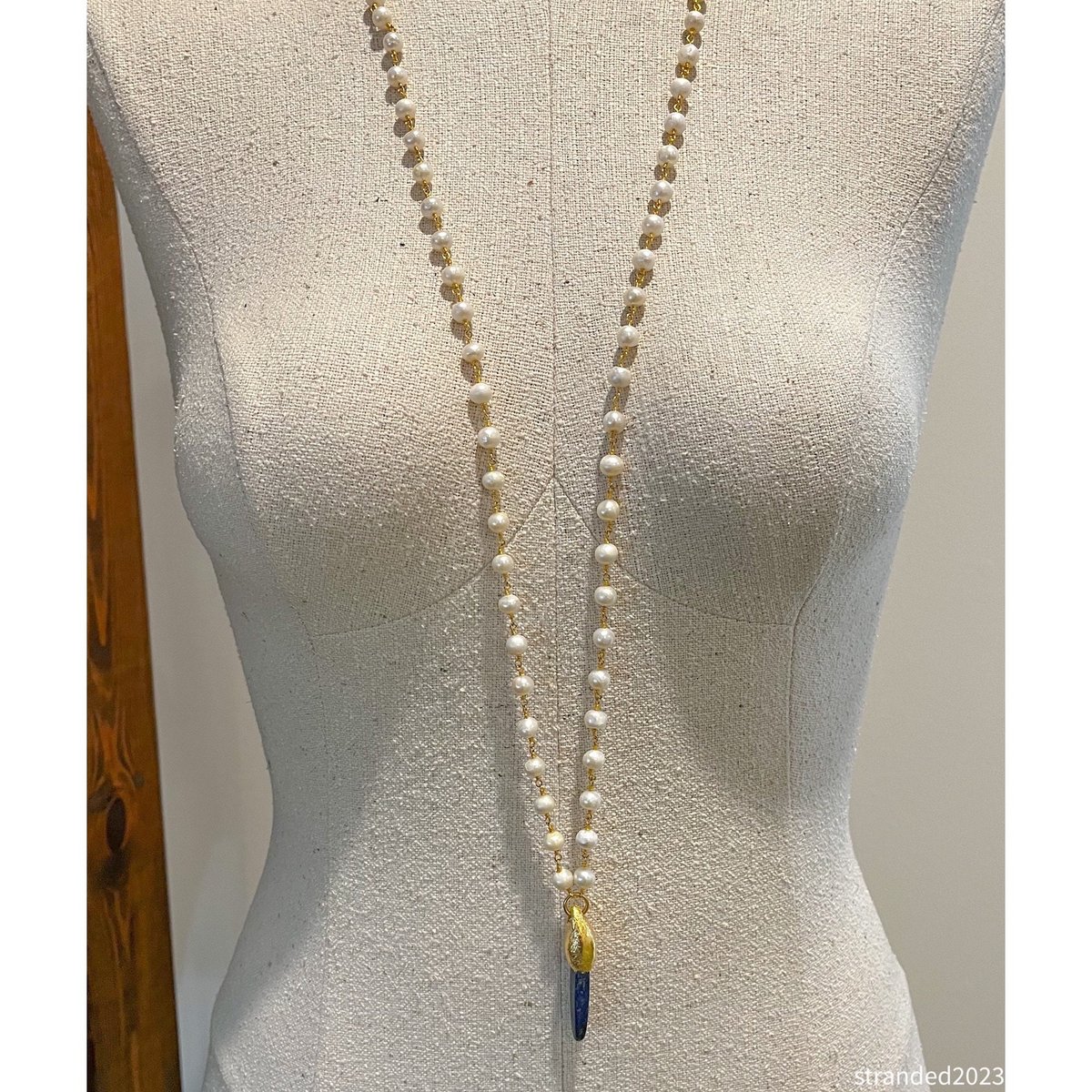 Lapis Spike and Freshwater Pearl Necklace