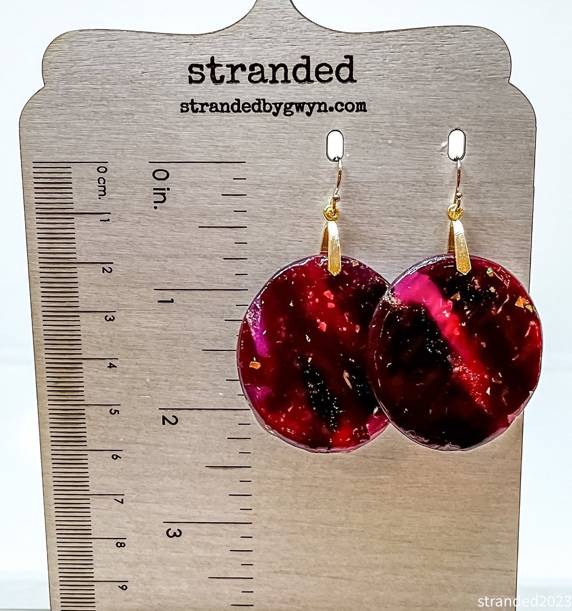 Disco Garnet Polymer Clay Disc Earrings