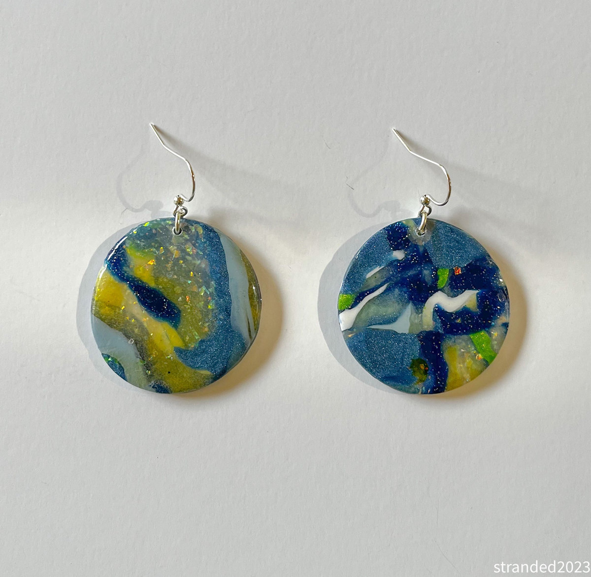 Starry Night Polymer Clay Disc Earrings