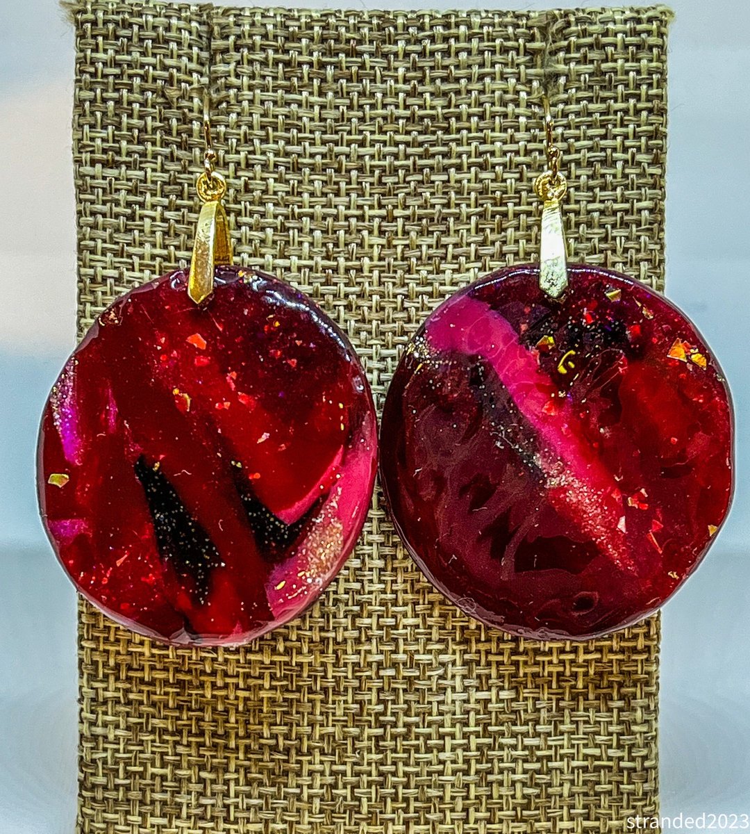 Disco Garnet Polymer Clay Disc Earrings