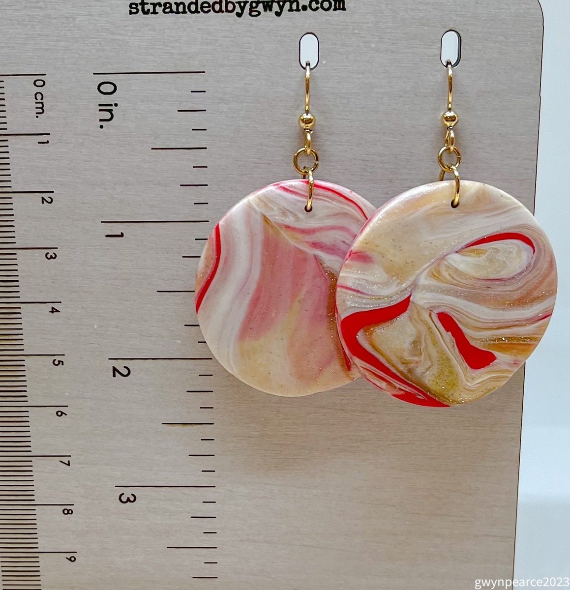 Peppermint Swirl Polymer Clay Disc Earrings