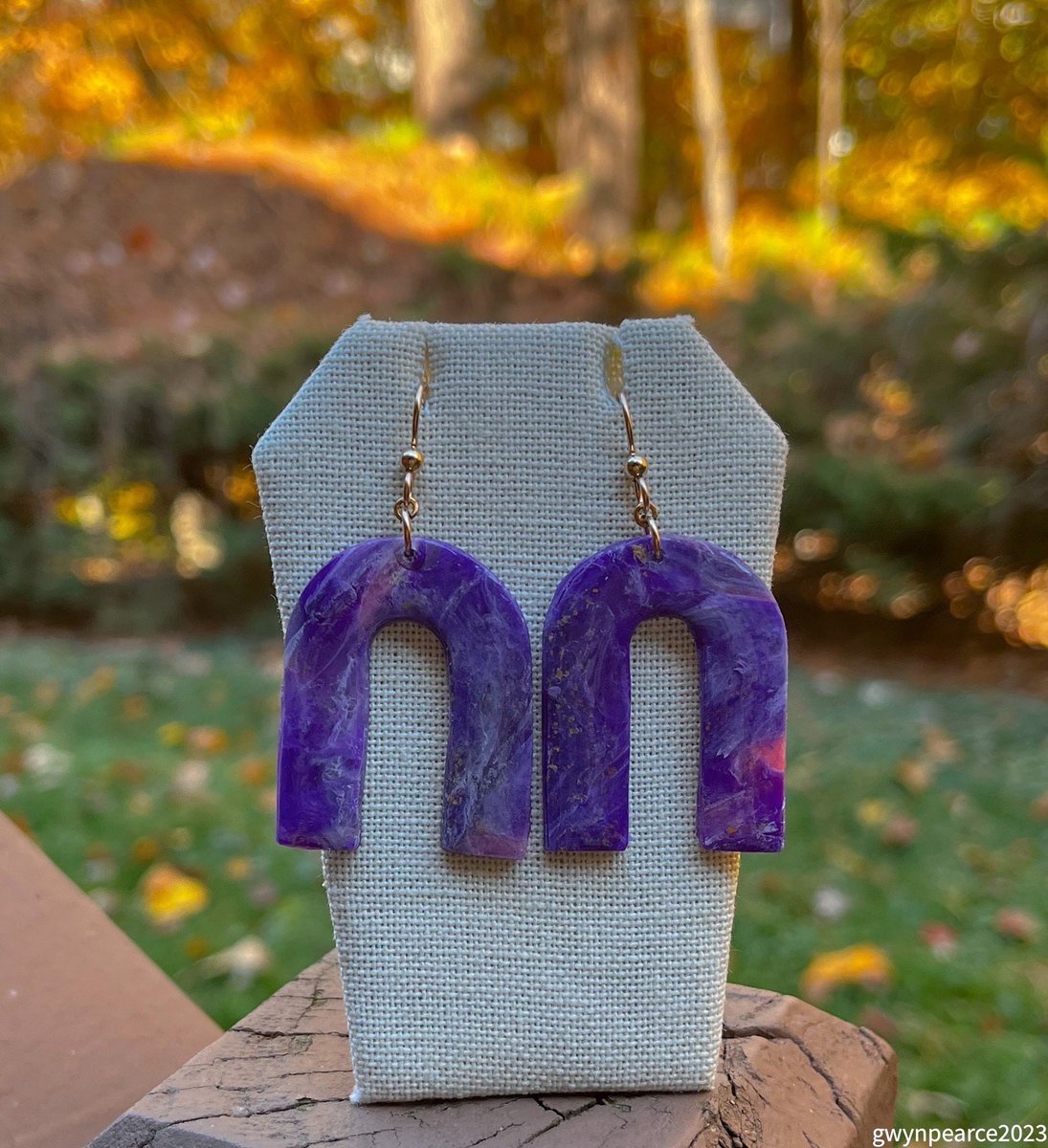 Purple Faux Agate Polymer Clay Earrings