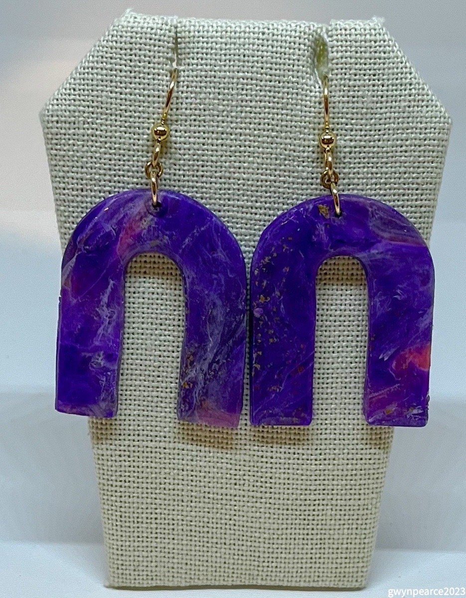 Purple Faux Agate Polymer Clay Earrings
