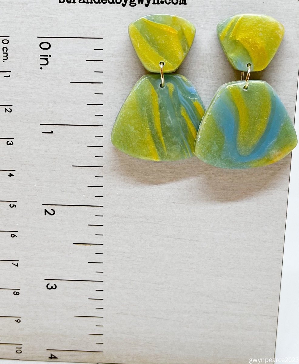Aqua Swirl Polymer Clay Earrings
