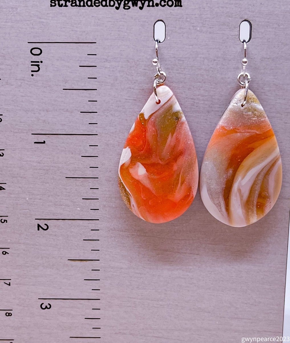 Coral Swirl Polymer Clay Earrings