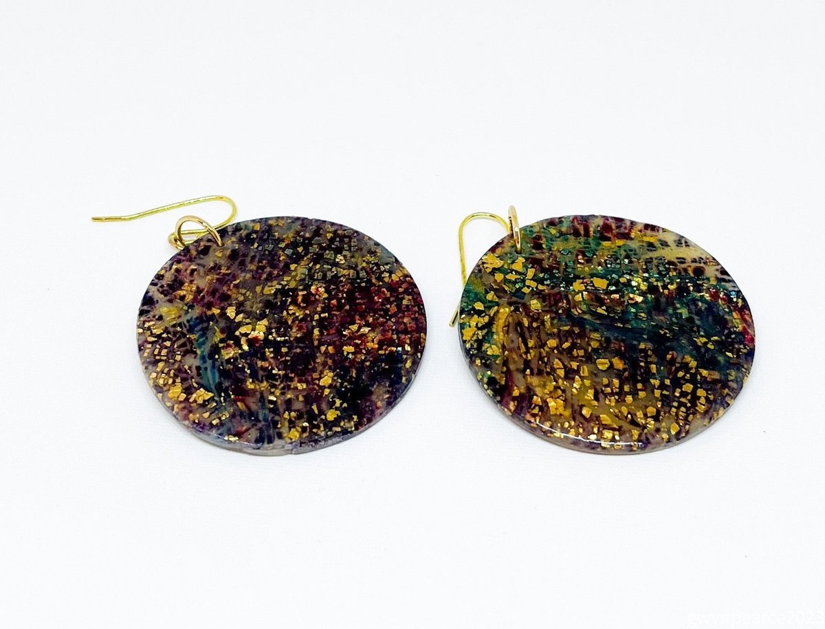 Stained Glass Polymer Clay Disc Earrings