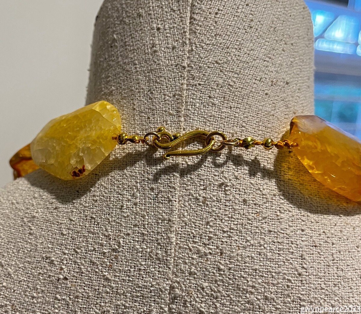 Hand-knotted Orange Agate Slice Necklace
