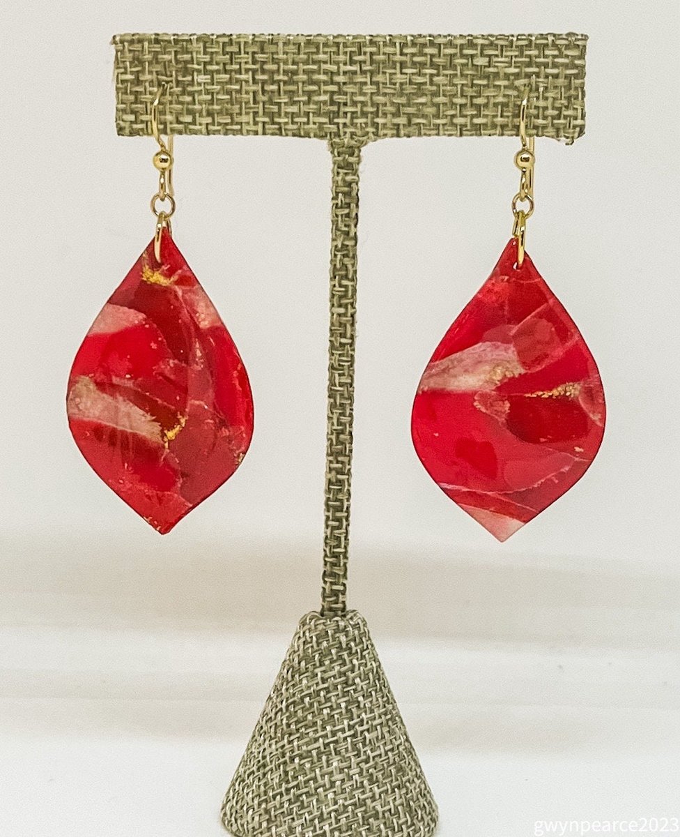 Faux Fire Agate Polymer Clay Earrings