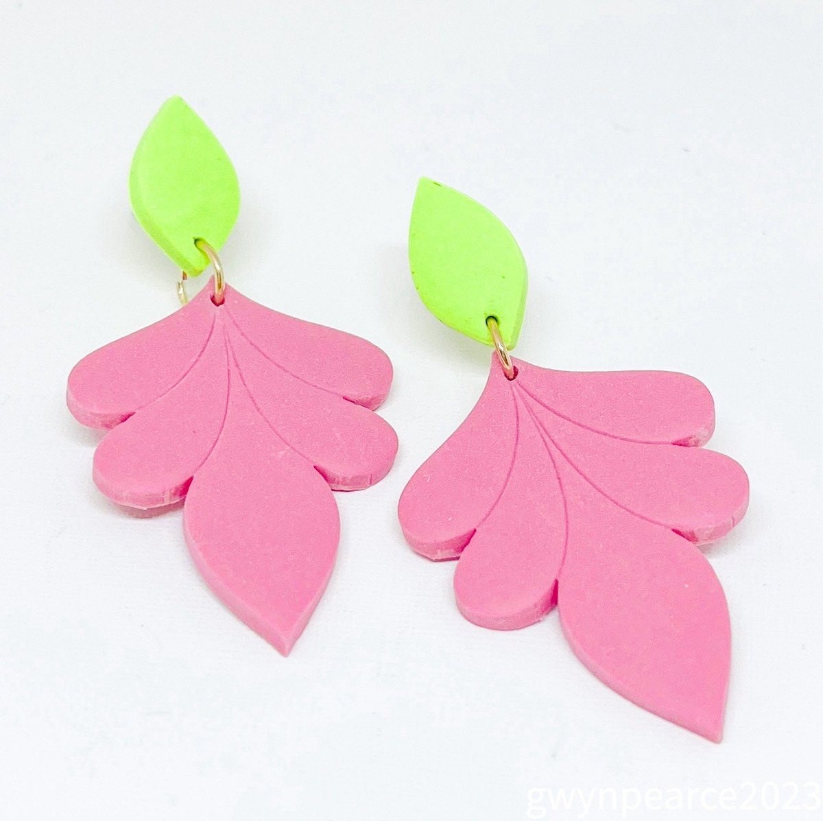 Leaf and Bloom Polymer Clay Earrings