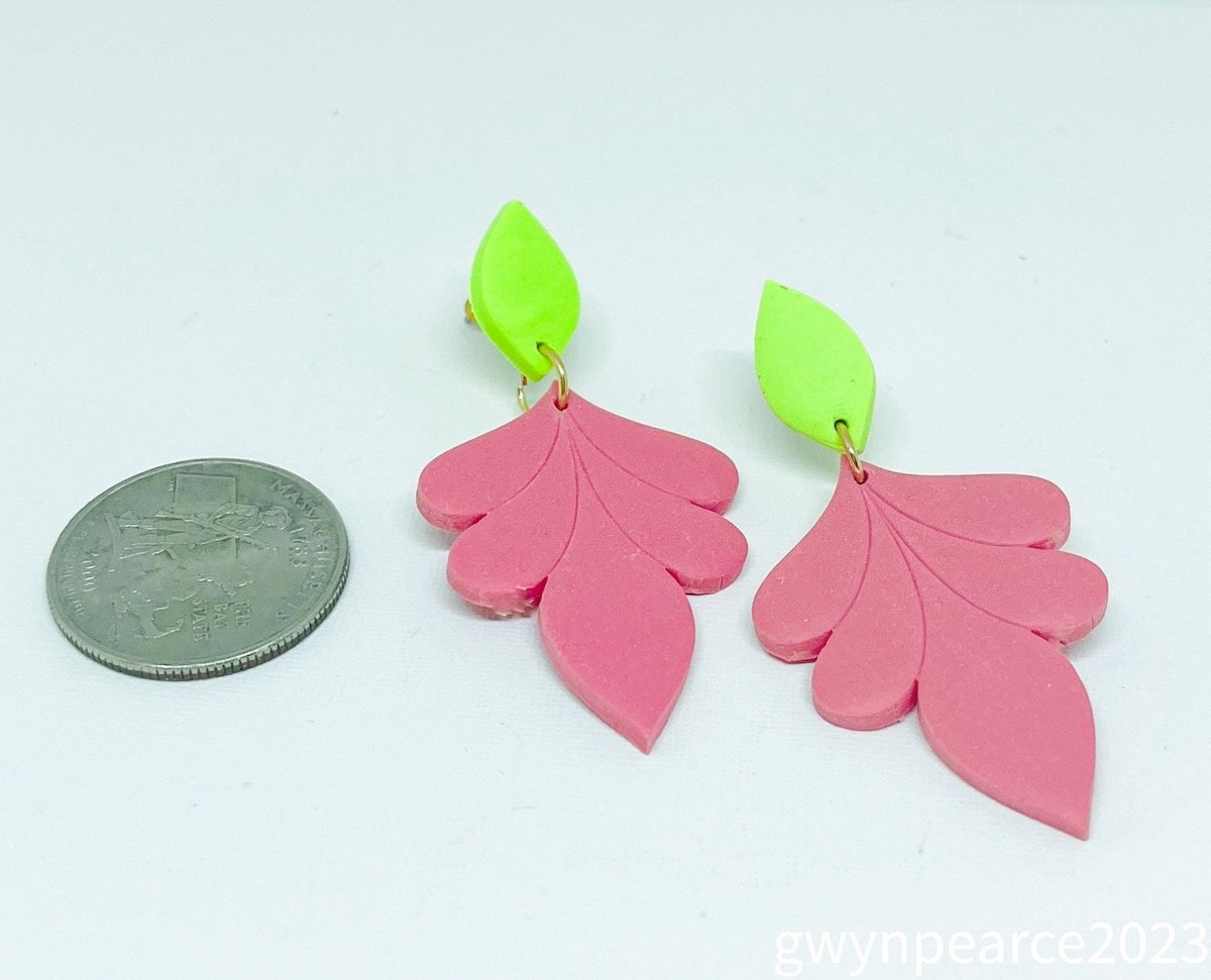 Leaf and Bloom Polymer Clay Earrings