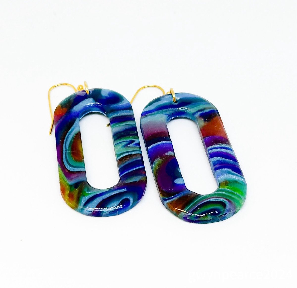 Swirly Blue Polymer Clay Earrings