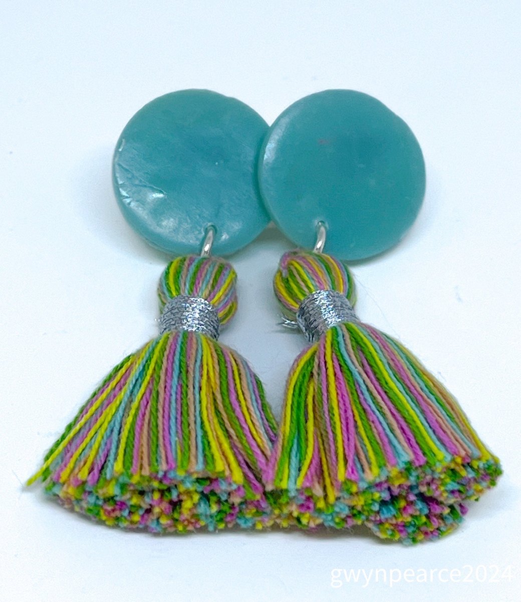 Polymer Clay and Cotton Tassel Earrings