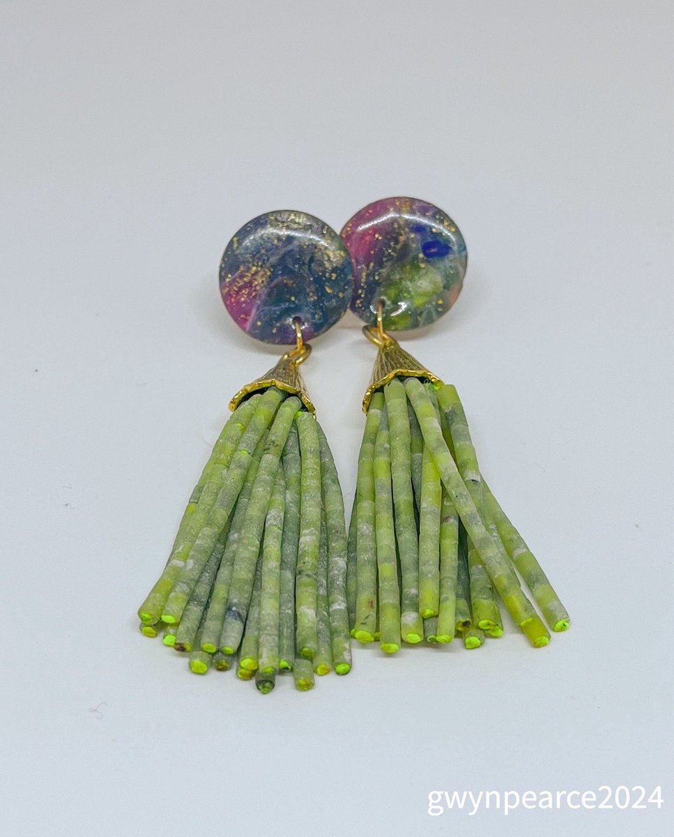Polymer Clay and Afghan Tassel Earrings
